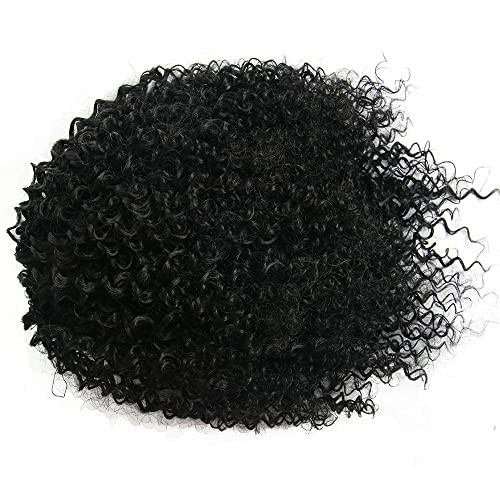 Short Afro Kinky Curly Ponytail Hair Piece for African American Black(1B)