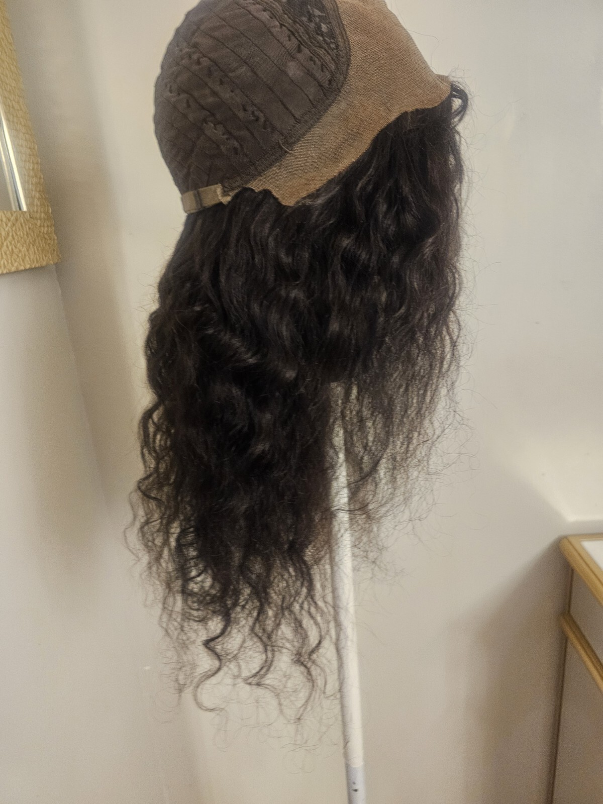 High Quality regular Top Black 24″ Water Wave 150% Virgin Human Hair Lace Wig
