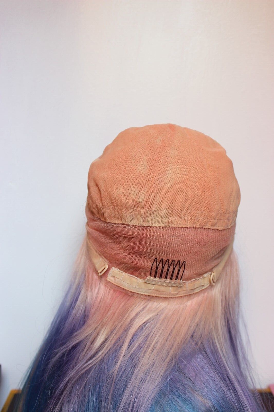 colorful lace front full lace human hair wig pink blue purple size medium