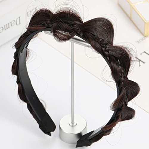 Braided Headband with Teeth Synthetic Hair Braid Hairband Hair Accessory Brown