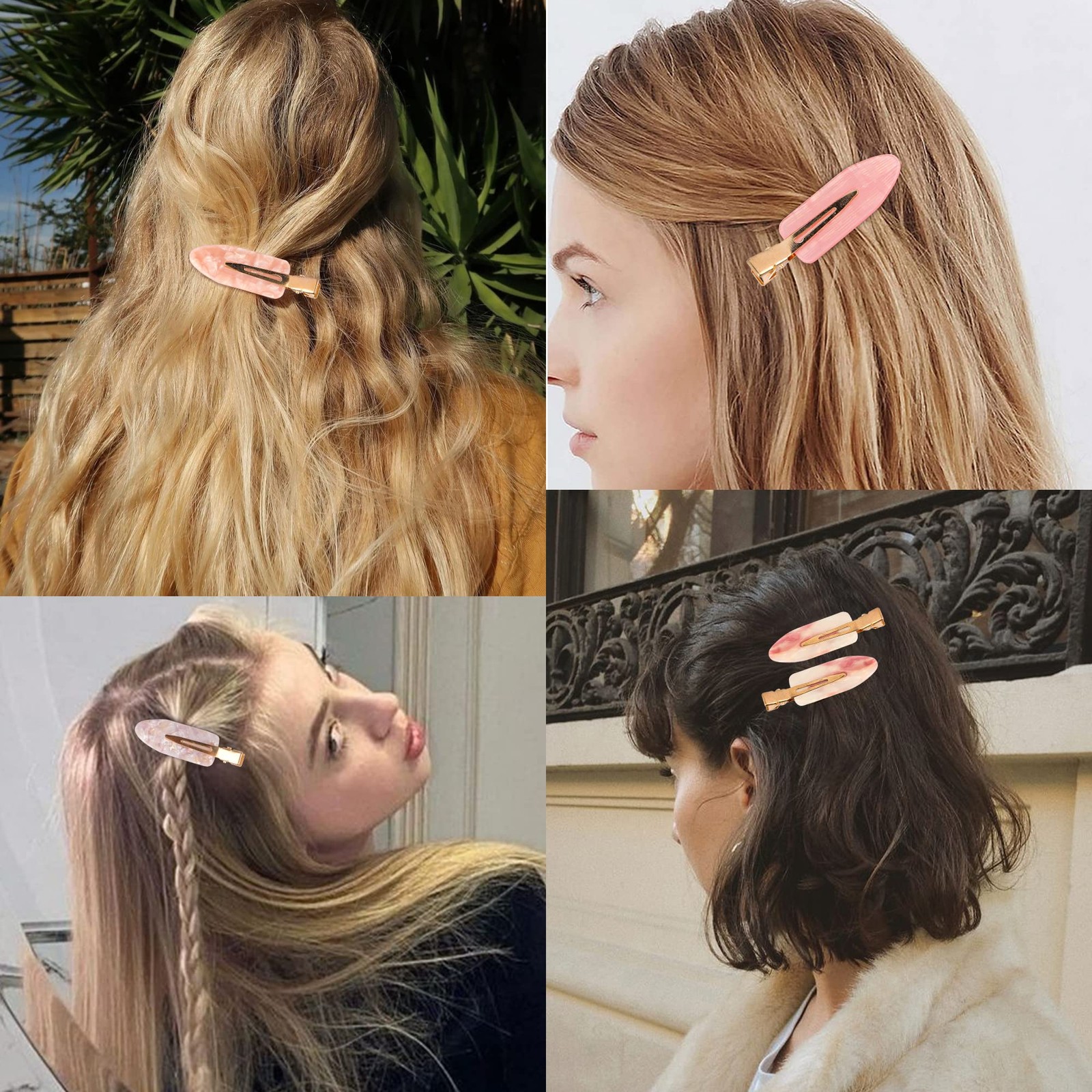 Magicsky 10PCS No Bend Hair Clips for 10 Count (Pack of 1), Opal Pink