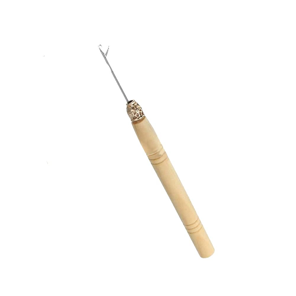 5 Wooden Hair Extensions Loop Needle Threader Wire Pulling Hook Tool for