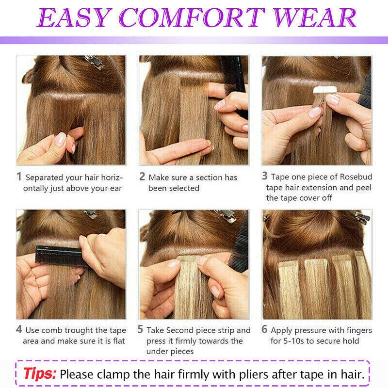 Tape in Remy Human Hair Extensions Invisible Skin Wefts Remy Hair Fashion Colors