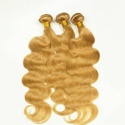 12A HONEY BLONDE 27# BRAZILIAN VIRGIN HAIR 3/4BUNDLES+FRONTAL BODY WAVE 390/490g