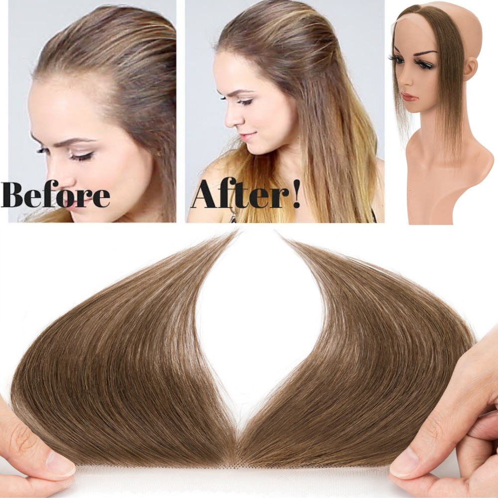 Frontal Toupee Remy Human Hair Forehead Receding Hairline Lace Base Replacement