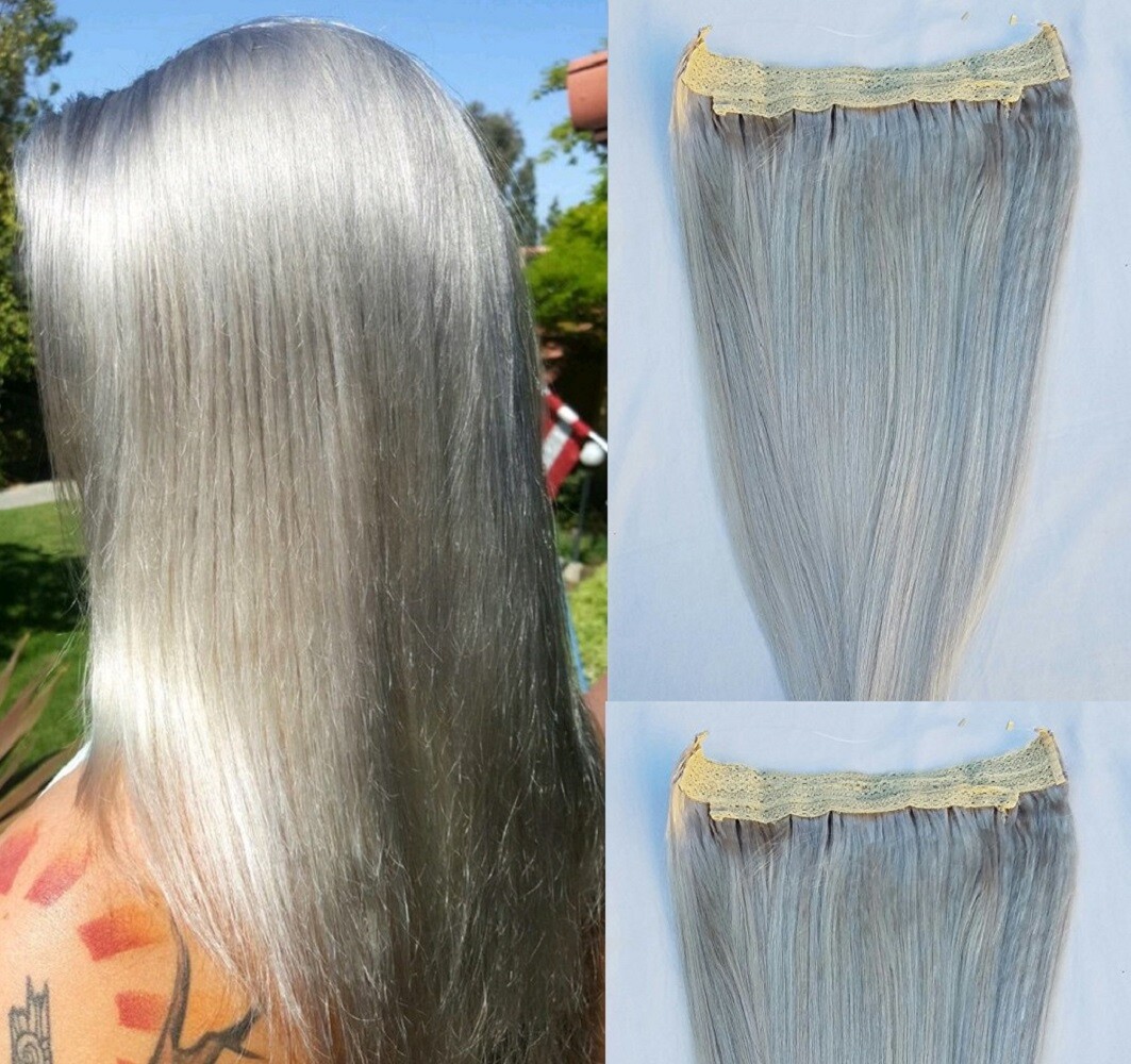 18″ 20″ 100% Human Hair Extensions, Hairband with invisible wire Ash Blonde