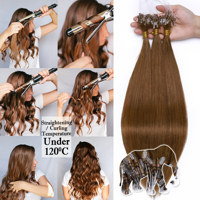 Blonde Remy Micro Loop Ring 100% Real Human Hair Extensions Beads Link Bonded US