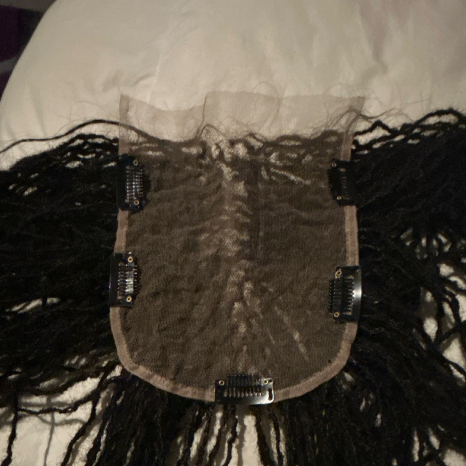 Microlocs Human Hair Clip-In Topper Black 1B Curly Dreadlocks 12 Inch