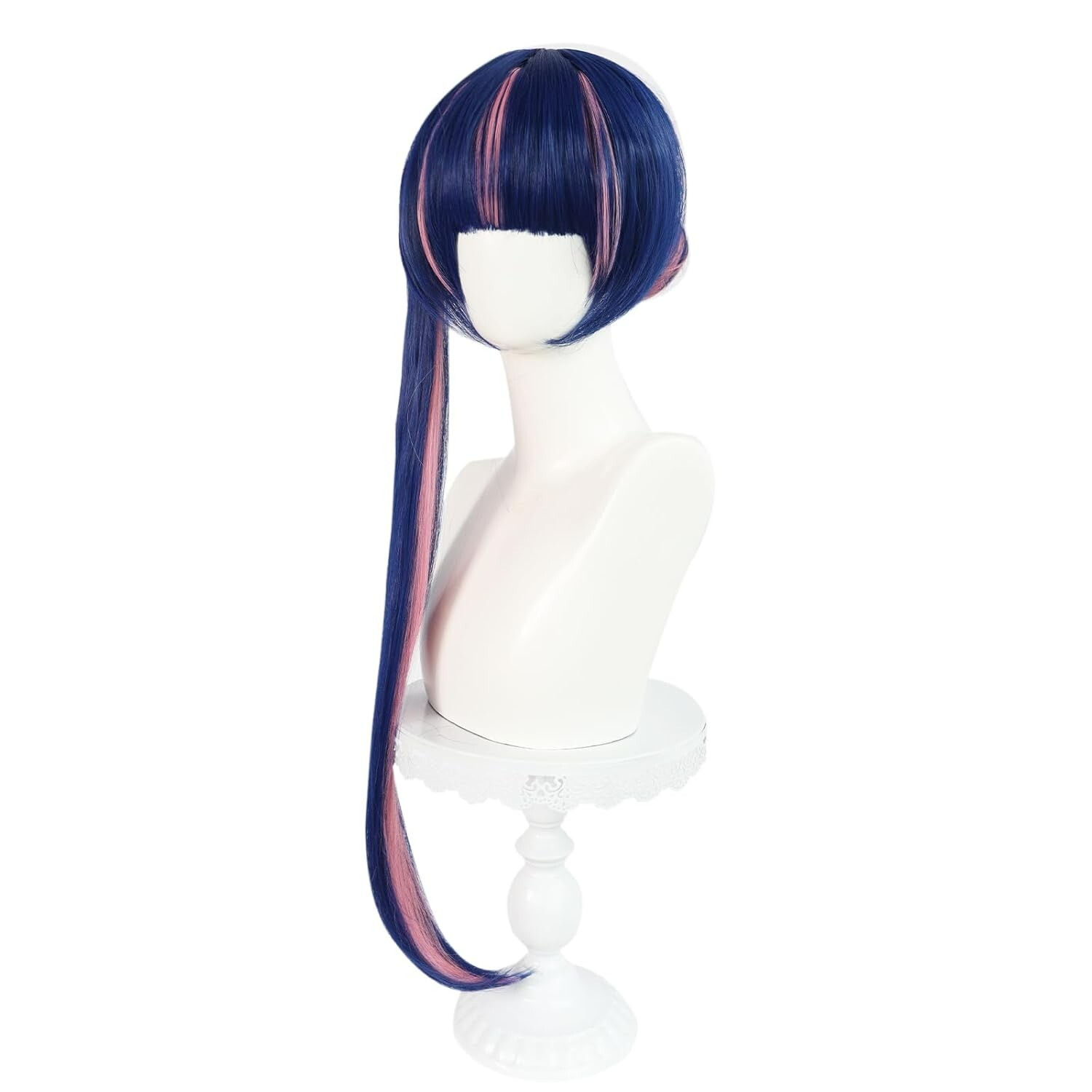 Synthetic Blue and Pink Wig Short+Long Bangs Bun Kawaii Anime Cosplay Party