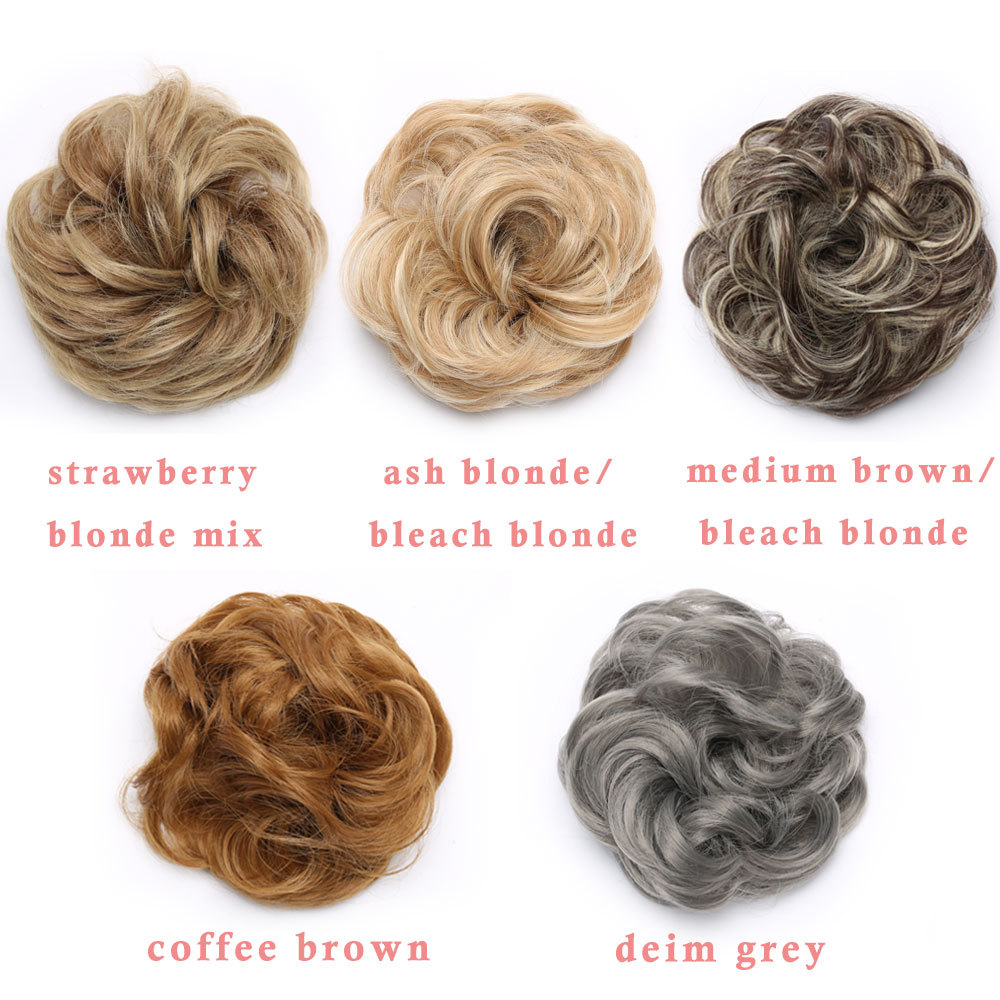 Real Natural Curly Messy Bun Scrunchie Chignon Updo Hair Extensions as Human HYT