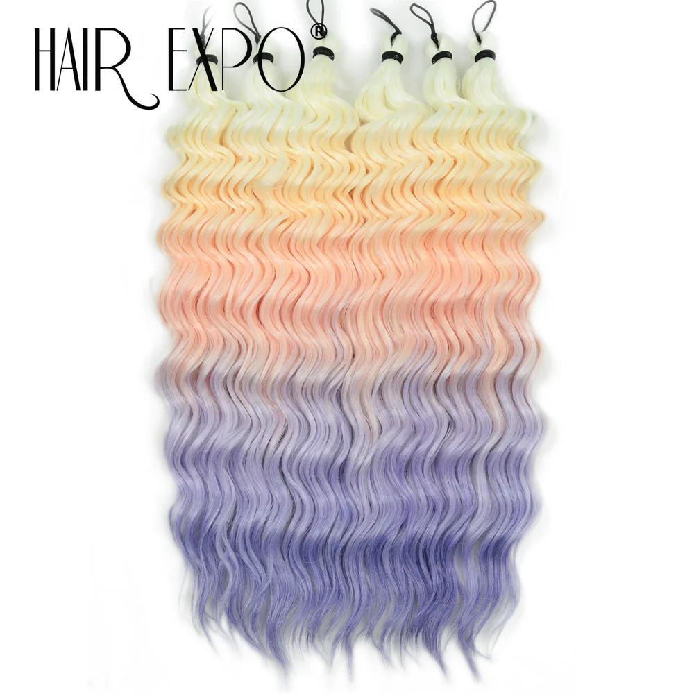 18 Inch Deep Wave Twist Crochet Hair Synthetic Ombre Rainbow Color Afro Curls