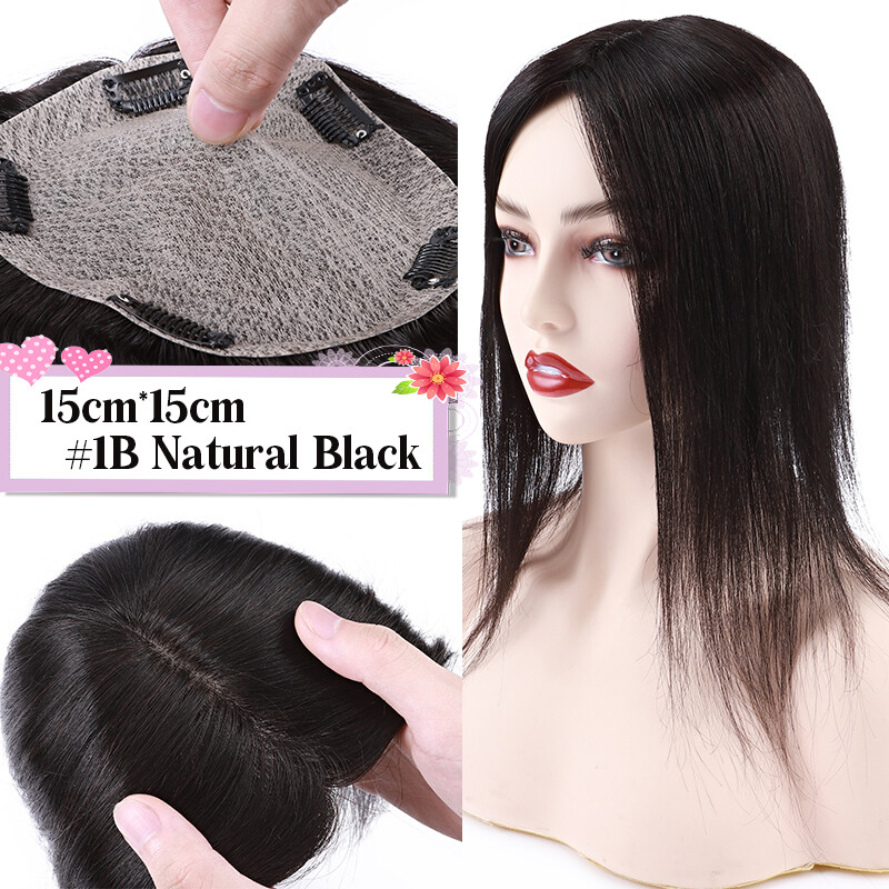 Large Base Human Hair Topper REAL Piece For Women With Light Medium Hair Loss