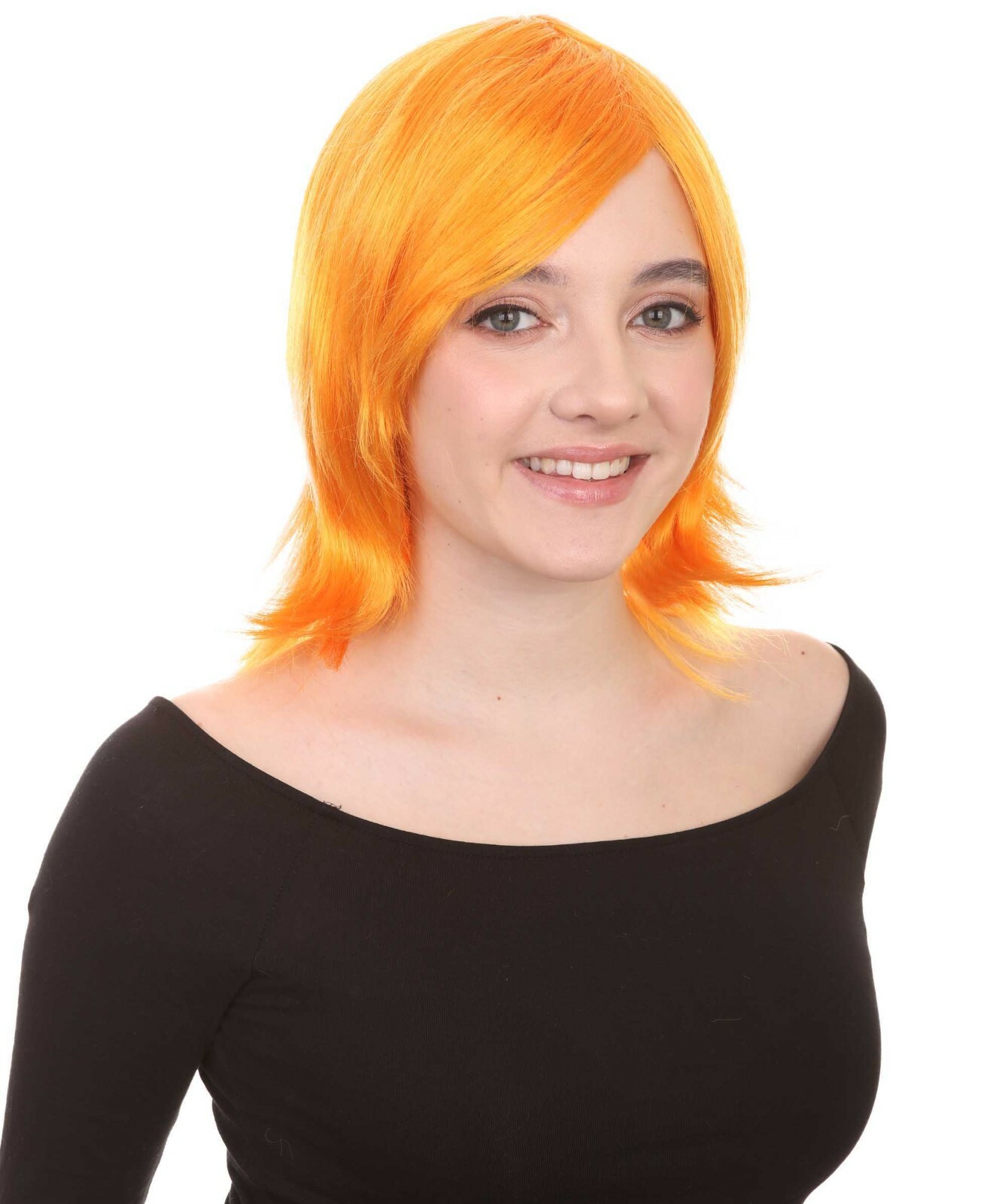 Shoulder Length Bob with Side Bangs Party Wig, Halloween Wig, Multiple Colors