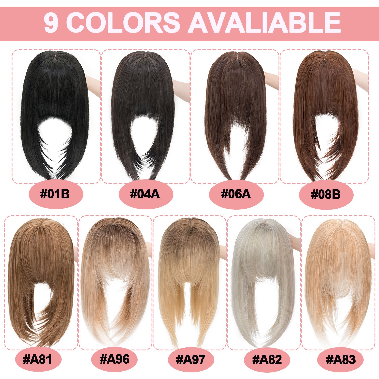 USA 6*6in Hair Topper Clip In Hair Extension with Bangs Lace Toupee Natural Hair