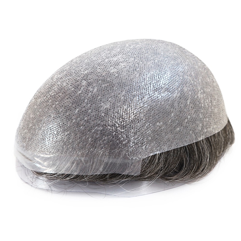Mens Toupee Human Hair Replacement System 0.05mm Thin Skin BIO Hairpieces #1B40