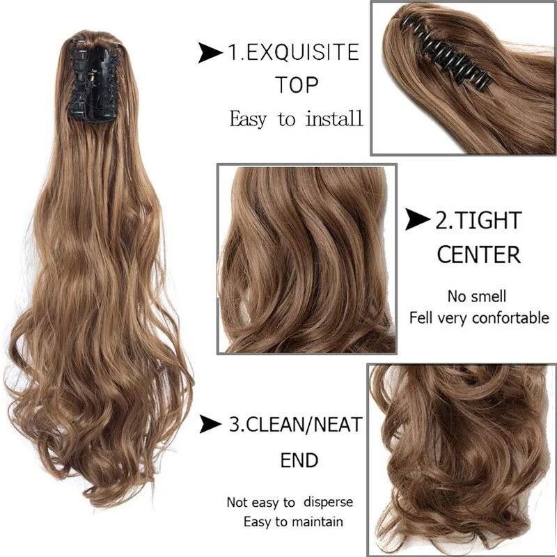 18″ Large Claw Ponytails Clip in Hairpieces Claw on Pony Tails Hair Extensions