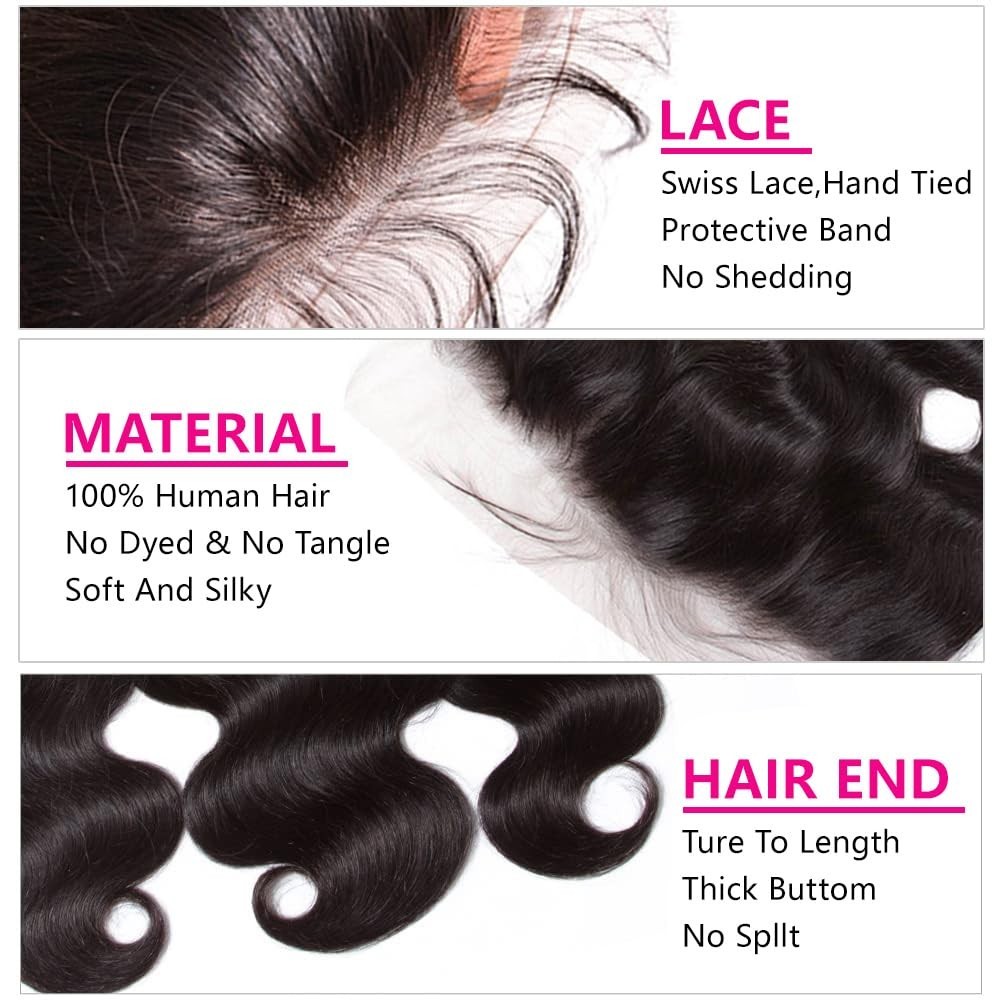 12” Body Wave Lace Frontal – Invisible, Breathable, Natural Black