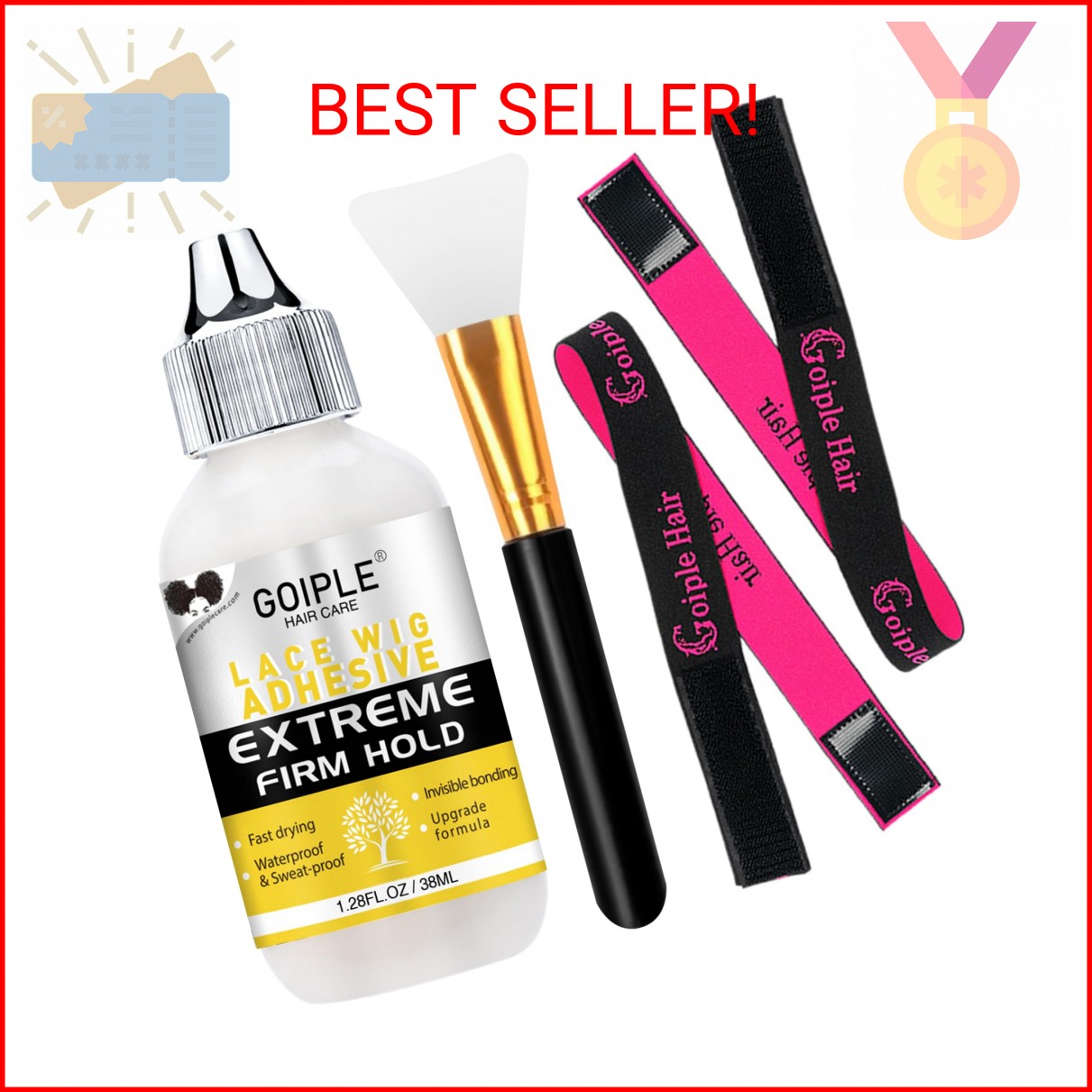 Wig Glue for Lace Front Wigs, Waterproof Lace Front Wig Adhesive & Silicone Appl