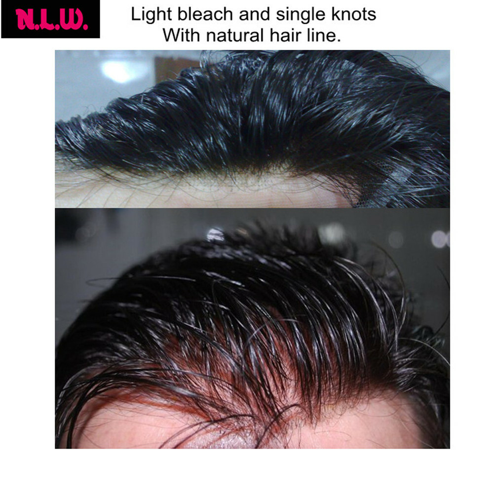 N.L.W Toupee for mens 10mm curl full lace human hair pieces natural base 10×8″