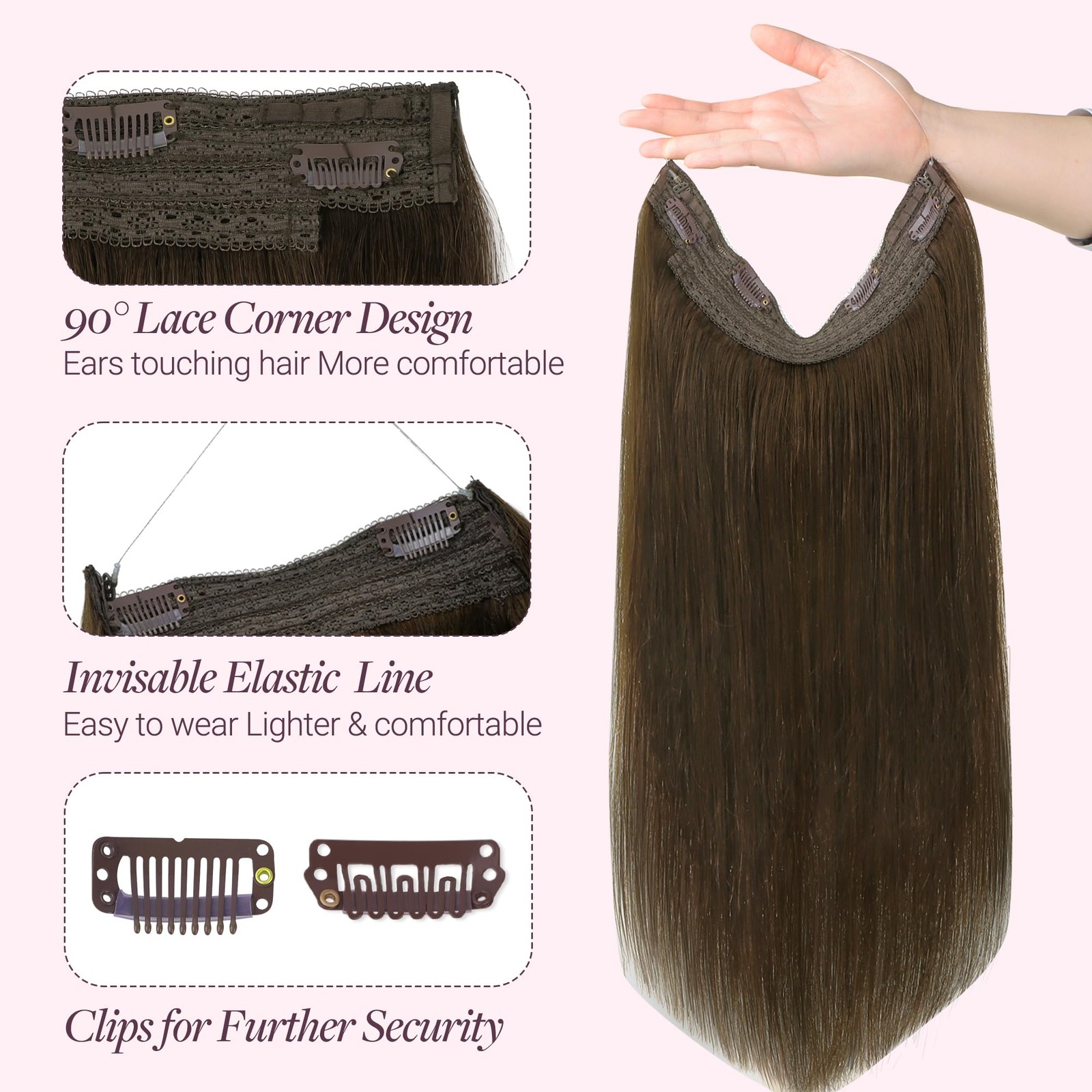 18 Inch 95g GOO GOO Natural Remy Human Hair Wire Extensions Easy to Wear