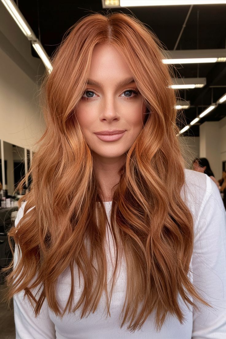 Long Copper Brown Strawberry Blonde Wigs Wavy 13×4 Lace Front Human Hair Wigs