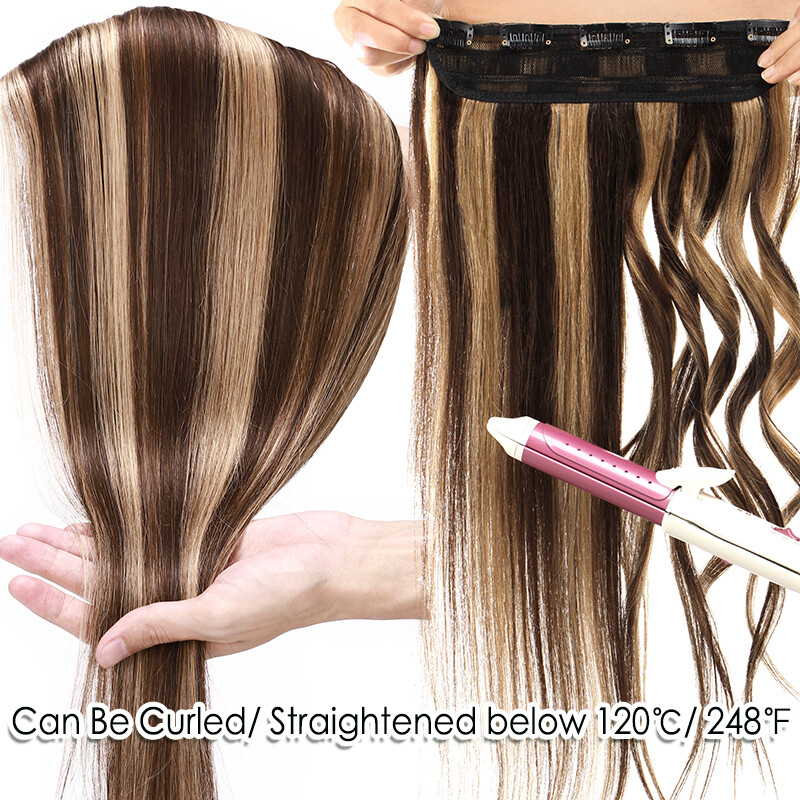 Russian Remy Clip In One Piece 100% Human Hair Extensions 3/4 Full Head 8-24Inch