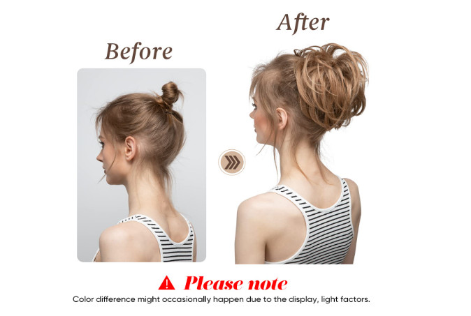 Large Messy Bun Hair Piece Wavy Curly Scrunchies Synthetic Chignon Ponytail Hair