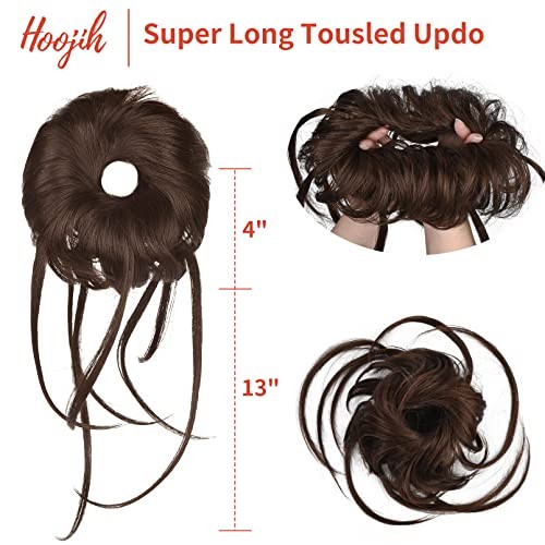 1 Pack Messy Bun Hair Piece – Warm Brown with Little Black – Warm Brown