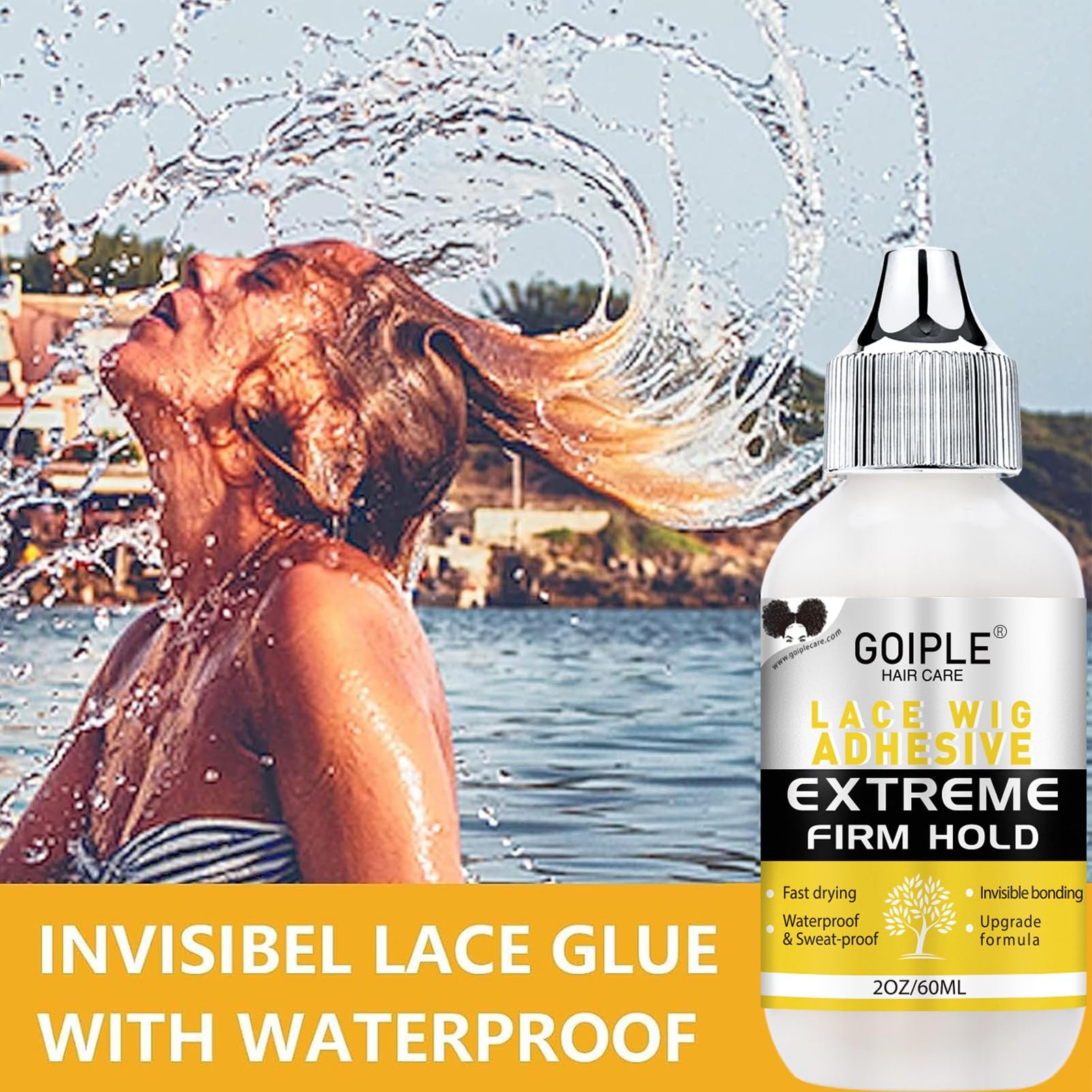 Goiple Waterproof Wig Glue – 2OZ (60ML) Fast Dry Lace Front Adhesive for Hair…