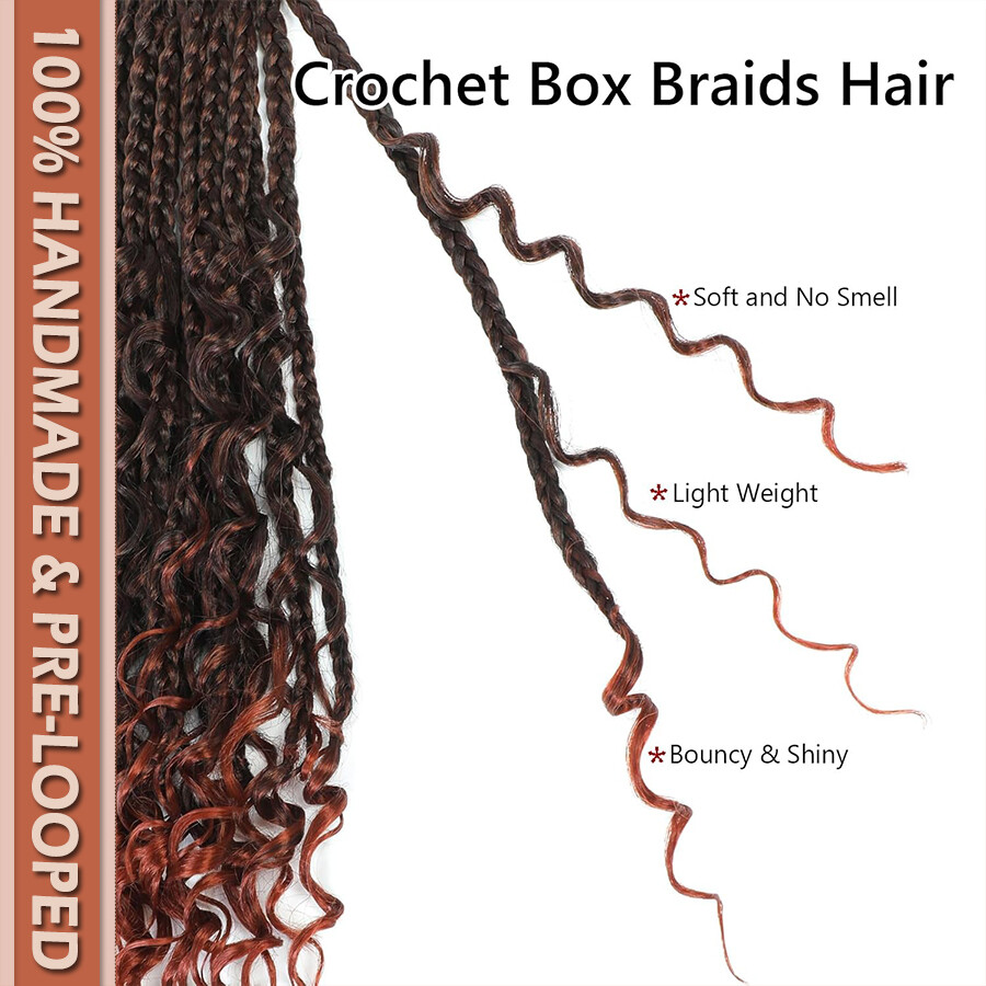 Goddess Bohemian Box Braids Boho Curly Crochet Hair Braiding Hair Extension US