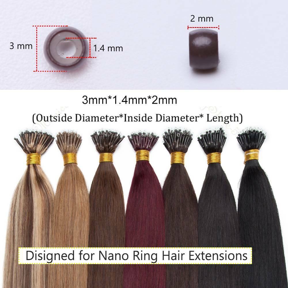 200-1000PCS NANO RING BEADS For Nano Tip Hair Extensions Beige Silicone Line US
