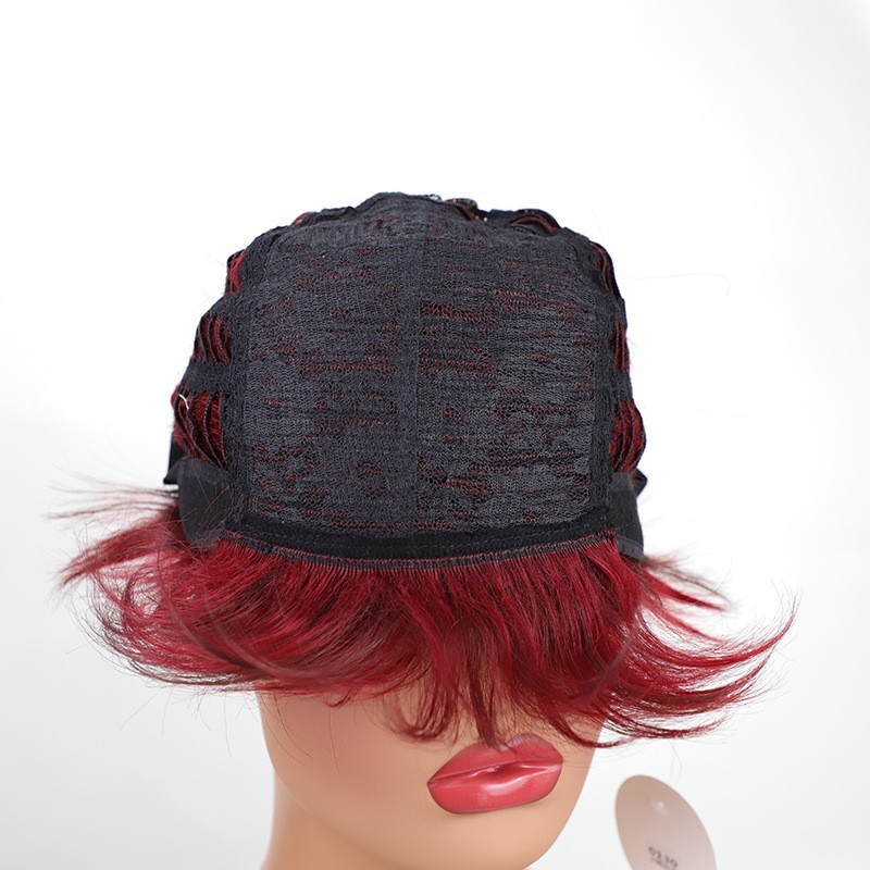 Wine Red Wig Short Layered Pixie Cut Hair Wigs For Women Synthetic Cosplay Wig