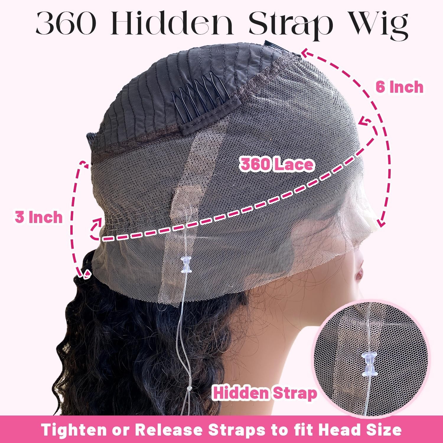 24″ 360 Glueless Deep Wave Lace Front Wig, Pre-Plucked, 200 Density, Wet & Wavy