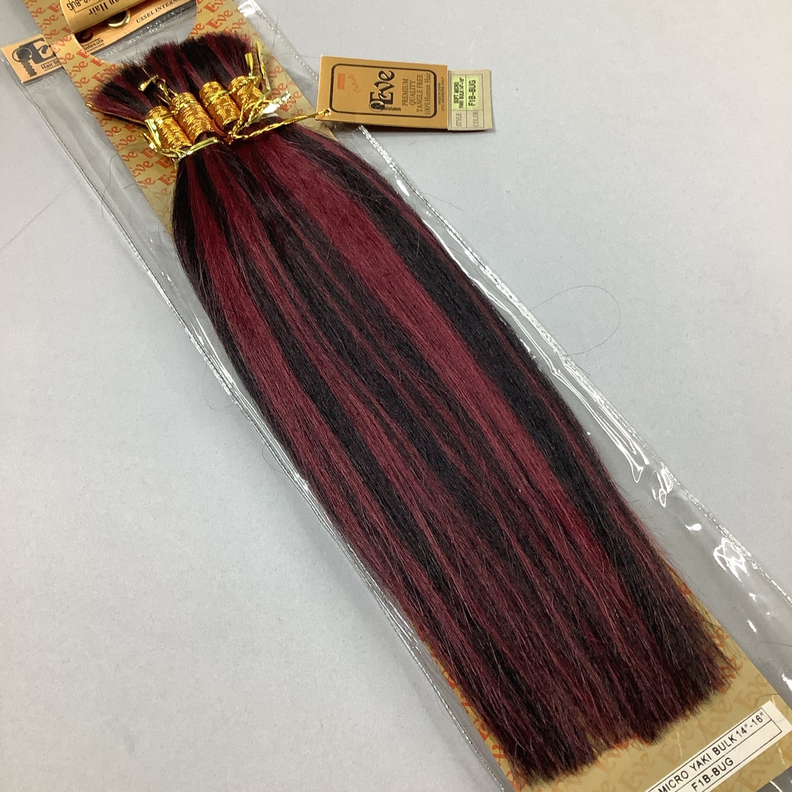 14” 100% Human Hair F1B/Bug Black Burgundy Straight Yaki Bulk Micro Braid Hair