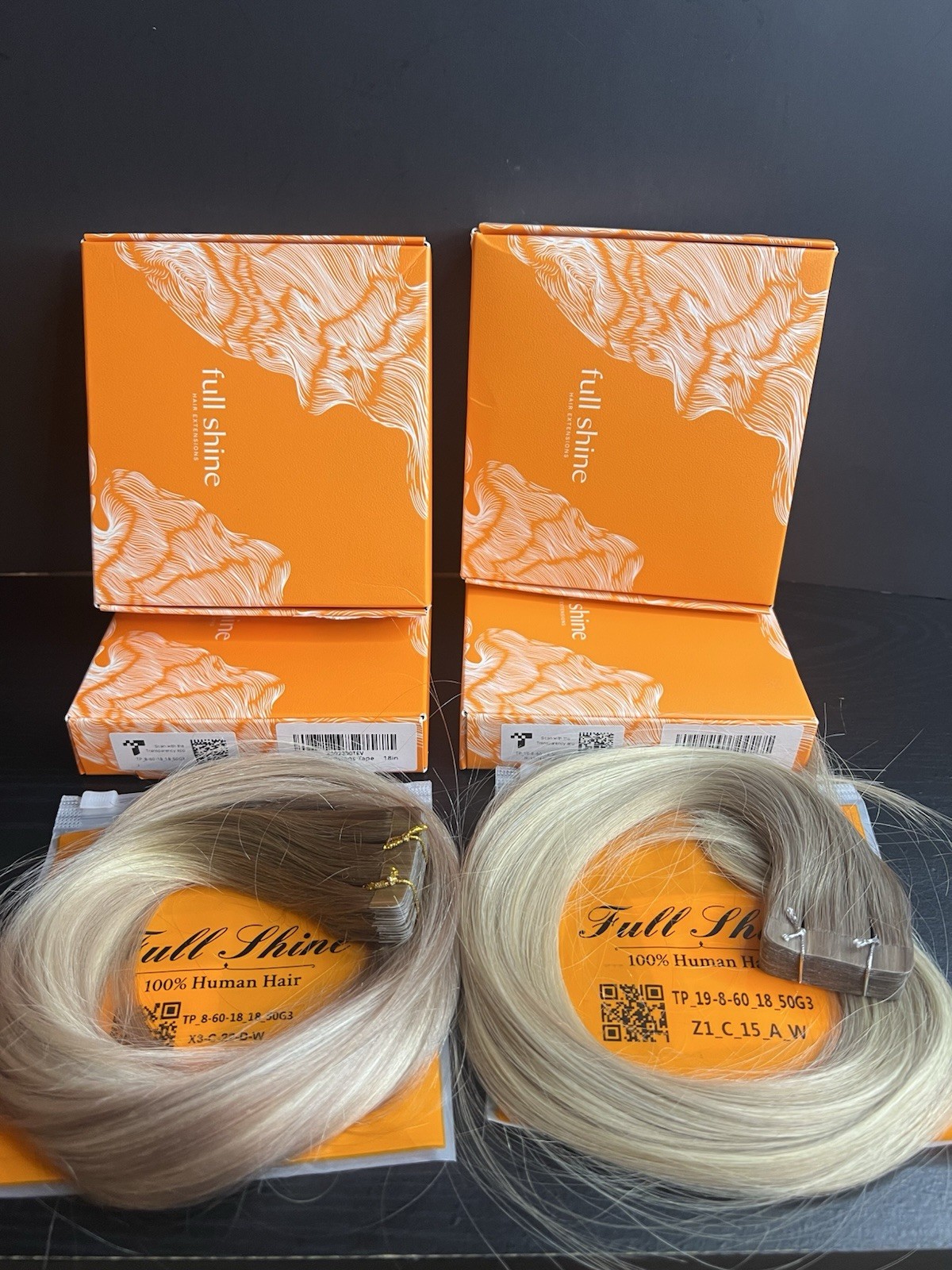 4x FULL SHINE 18 INCH (4 PACKS / 80 PIECES) TAPE-IN HUMAN HAIR EXTENSIONS