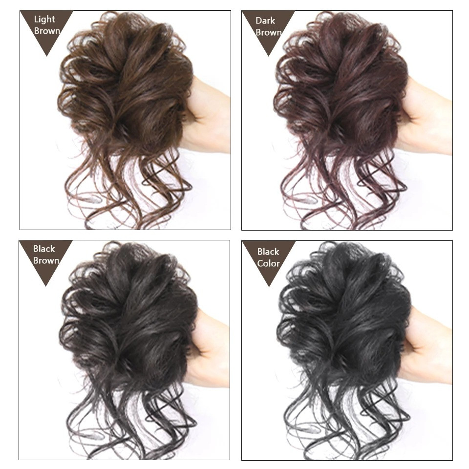 Curly Messy Bun Hair Piece Scrunchie Updo Cover Hair Extensions Real As Human US