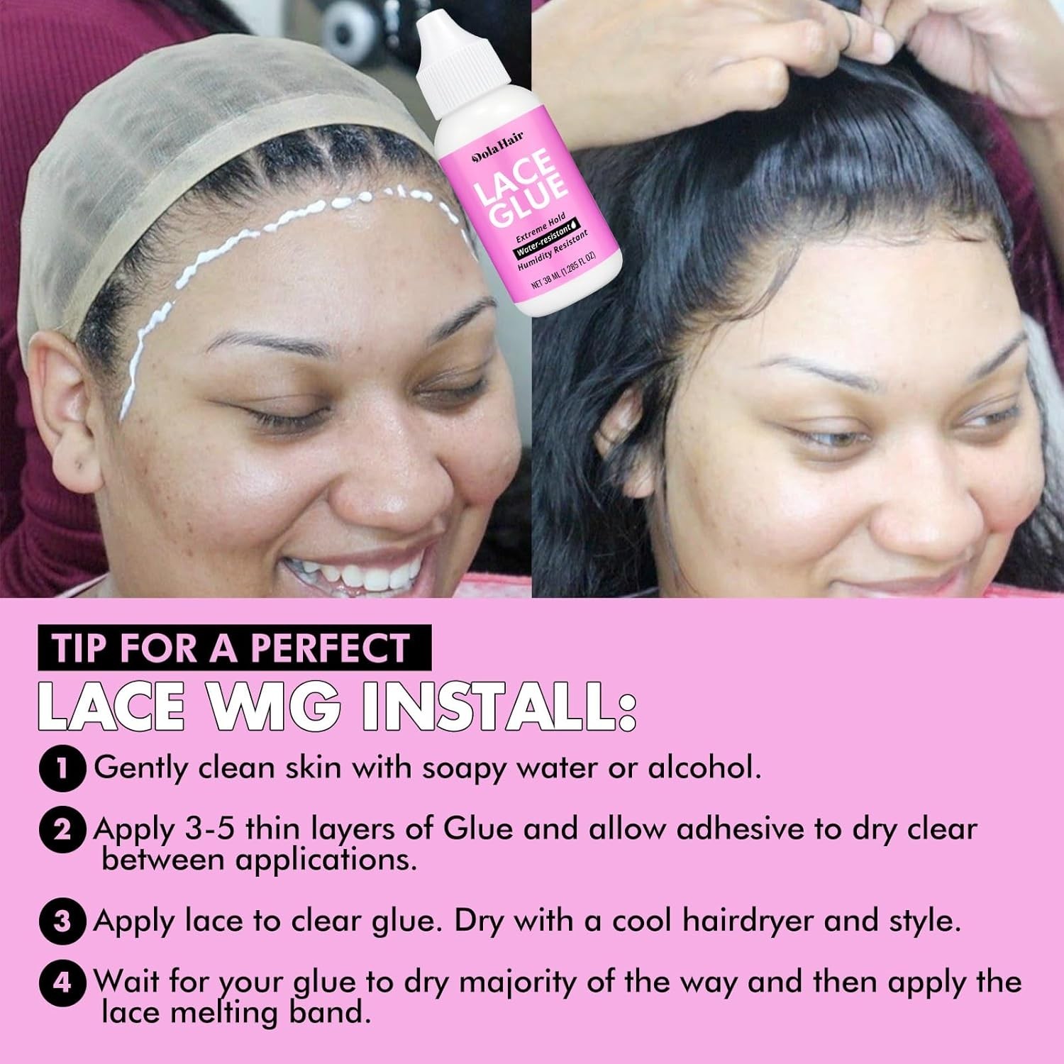 1.3oz Extreme Hold Lace Glue for Wigs – Gentle, Waterproof Adhesive