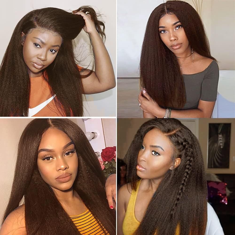 Giginger Brazilian Human Hair Bundles 24 26 28 Inch Chocolate Brown Yaki Wave