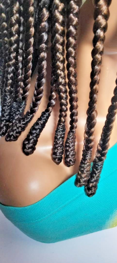 Braided Wig. Large Knotless Braids. Full Lace with Baby Hair. Wrapped Ends