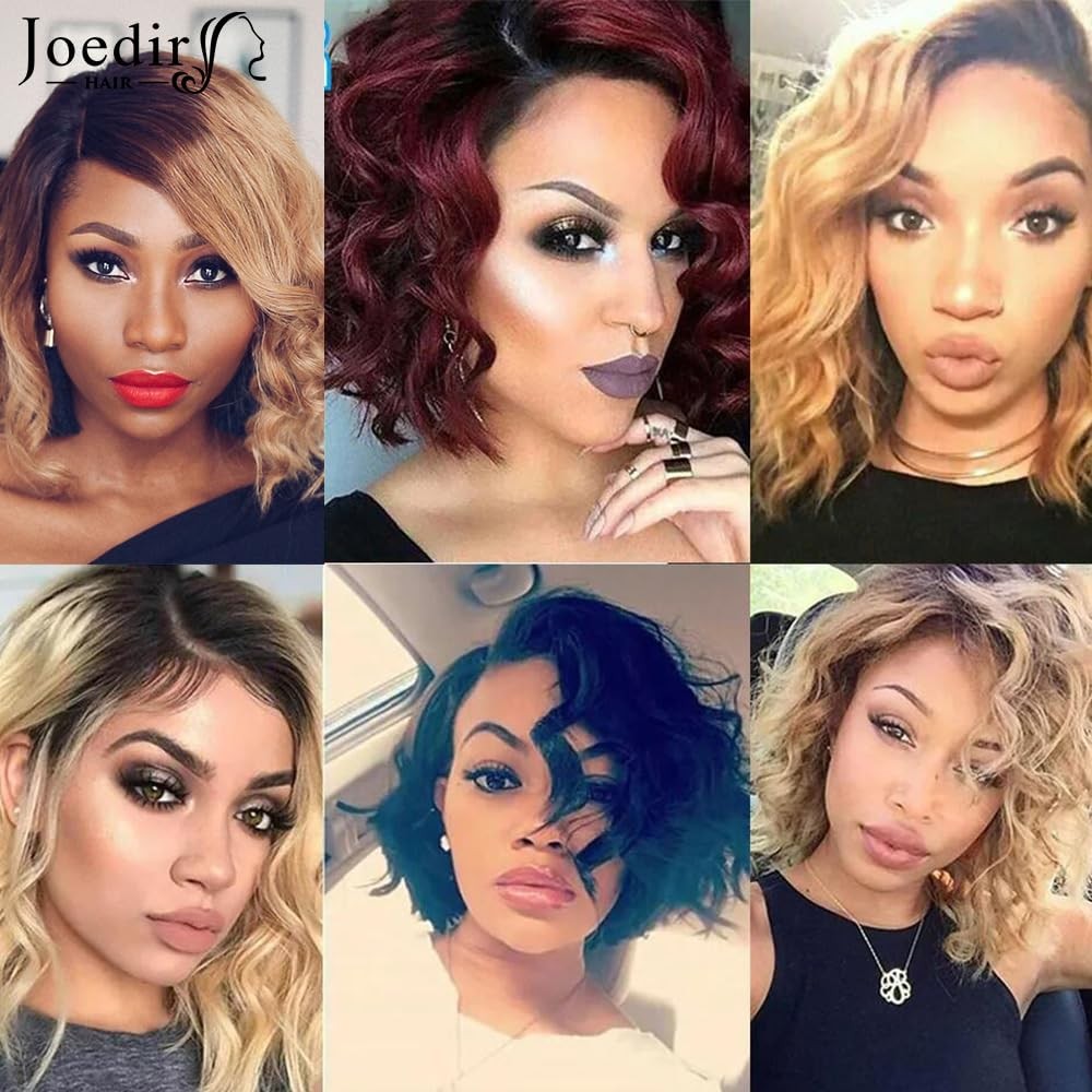 Joedir Hair Side Part Short Curly Human Hair Wig For Black Women C Parted Hd