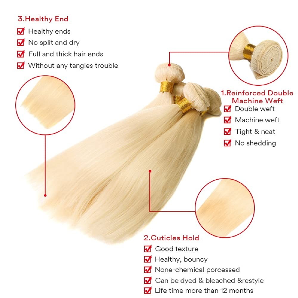 Blonde Bundles Human Hair 613 Straight Bundle Blonde Loose Wave 3 Bundles 18 20