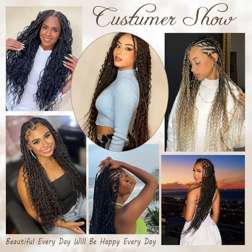 9 Packs Boho Box Braids Crochet Hair 24 Inch Goddess Box 24 Inch（Pack of 9） 1b