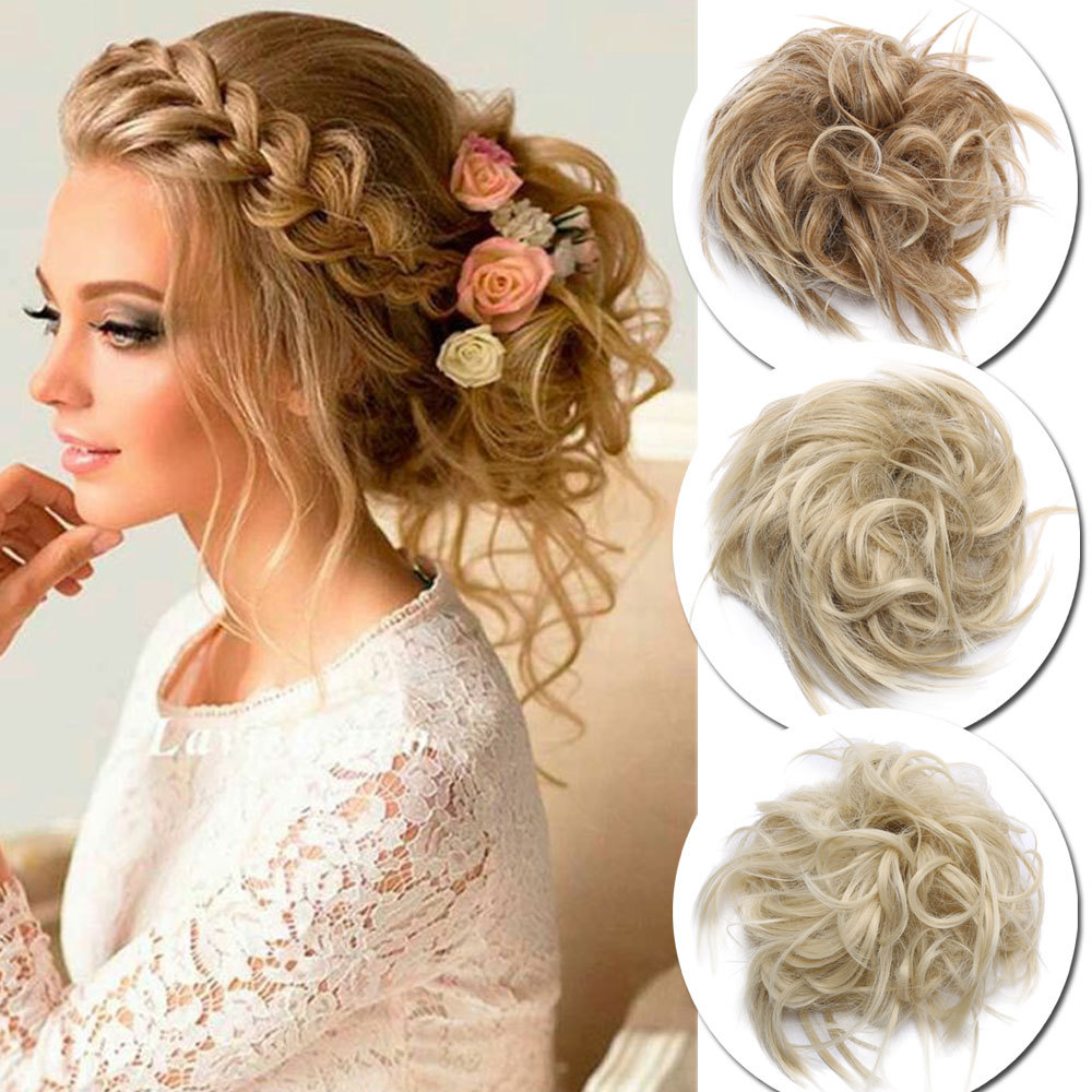 Messy Bun Ponytail Scrunchie Tousled Hair Piece Extensions Black Brown Blonde US