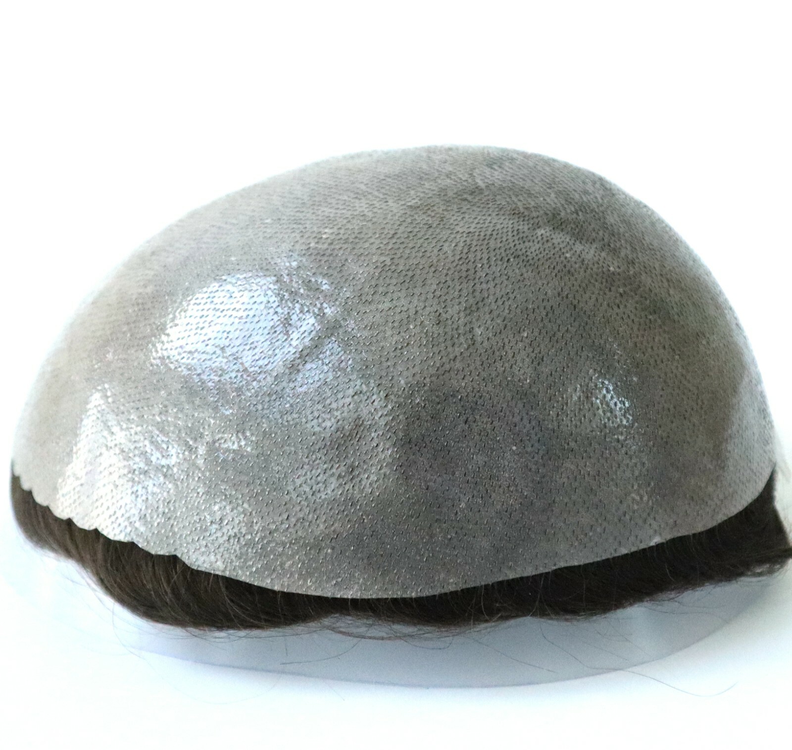 Mens Toupee Human Hair Replacement System Scalloped Front V-loop Hairpieces #5