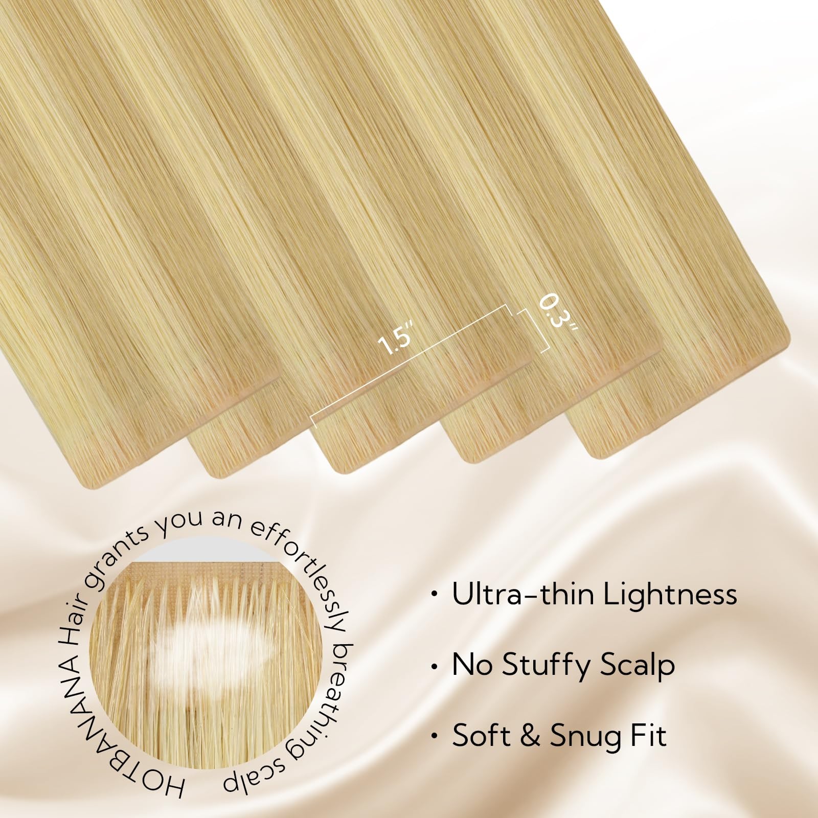 Hotbanana Invisi Edge Tape In Hair Extensions Human Hair 18Inch 50G Classic