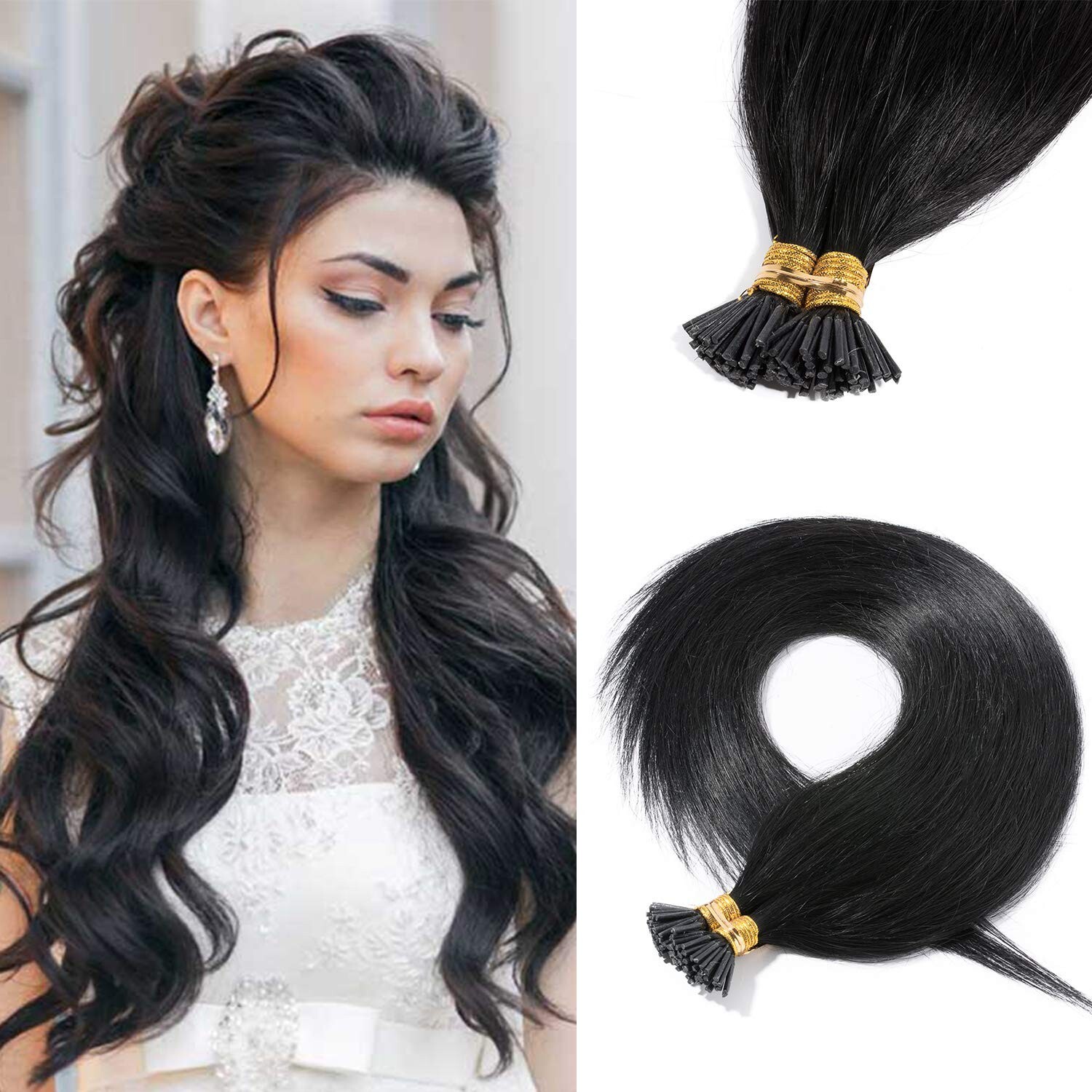 S-noilite 22″ Tip Pre Bonded 100% Remy Human Hair Extension Keratin Glue 50g 100