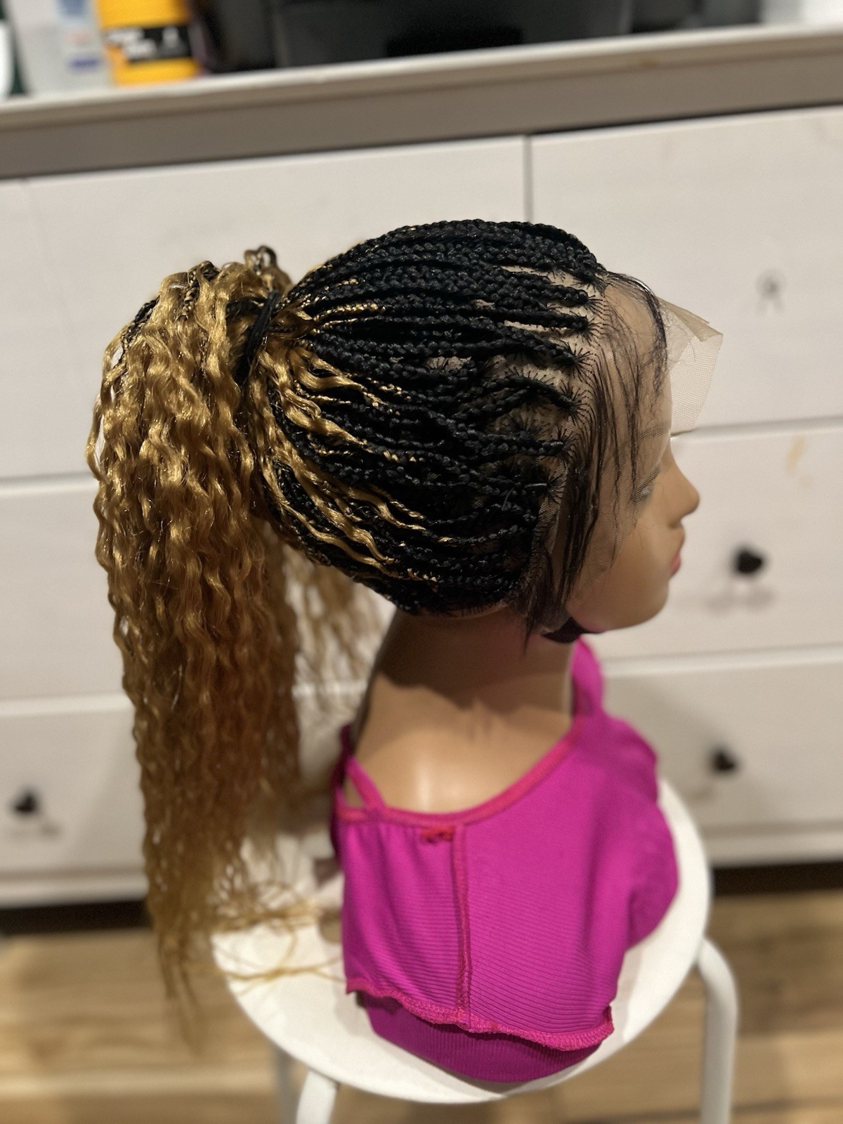 Braided Wavy Wig .. Full Lace Wig.color Is Gold & Black.The Length Is 24 Inches