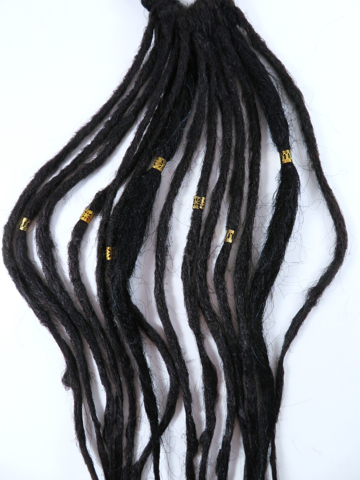Dreadlocks Ponytail Synthetic Black 14 Strands 21 – 22 Inches Long 7 Metal Cuffs