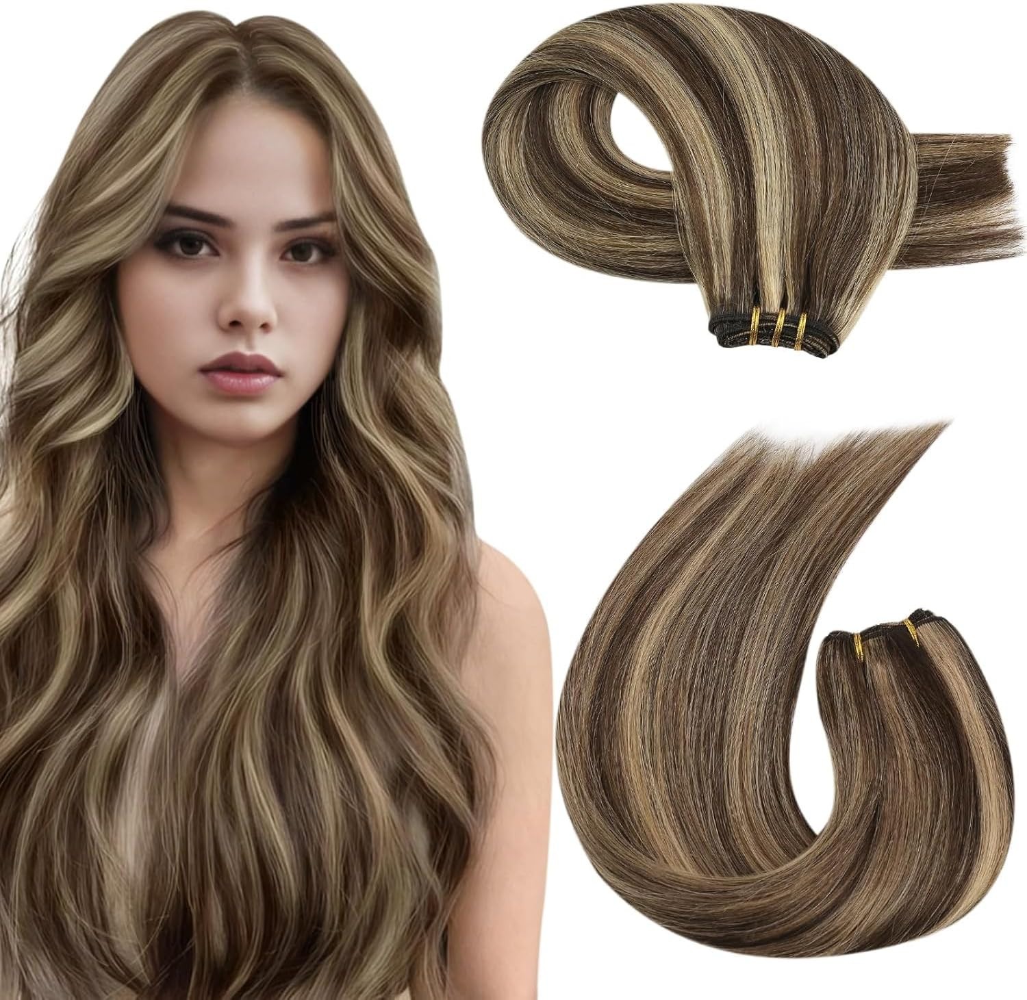 Double Weft Human Hair Extensions Sew In Weave European Remy Hair Thick Bundle