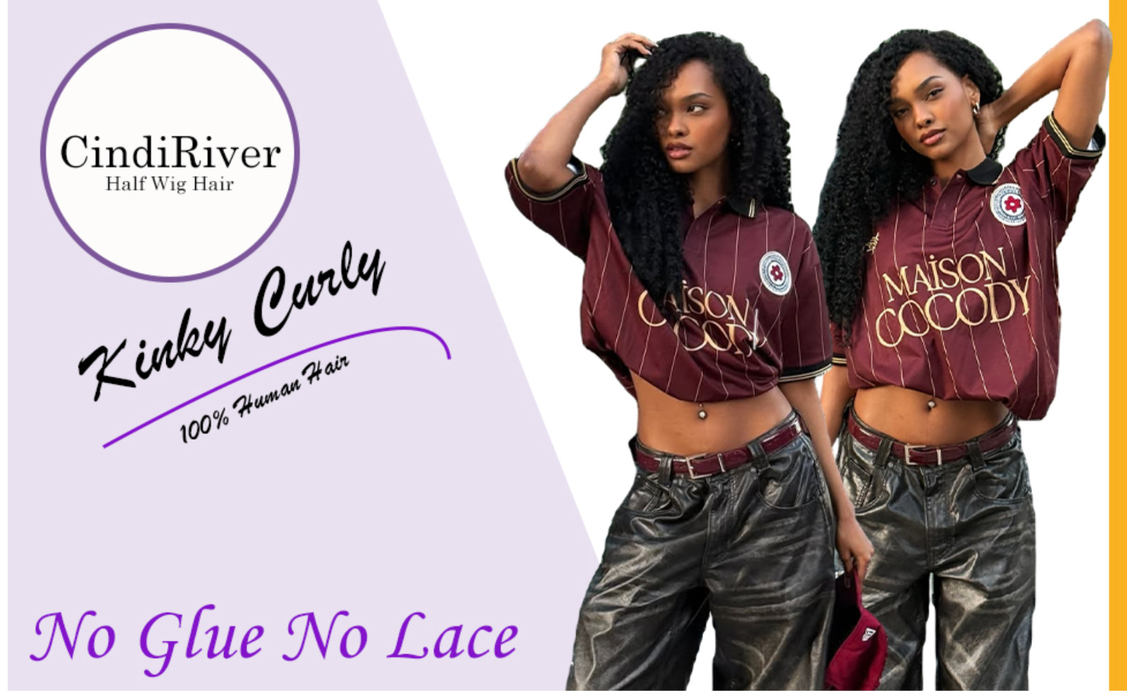 Afro Kinky Curly Half Wig Human Hair 3 In 1 Flip Over Wig 230% Density, 20 Inch